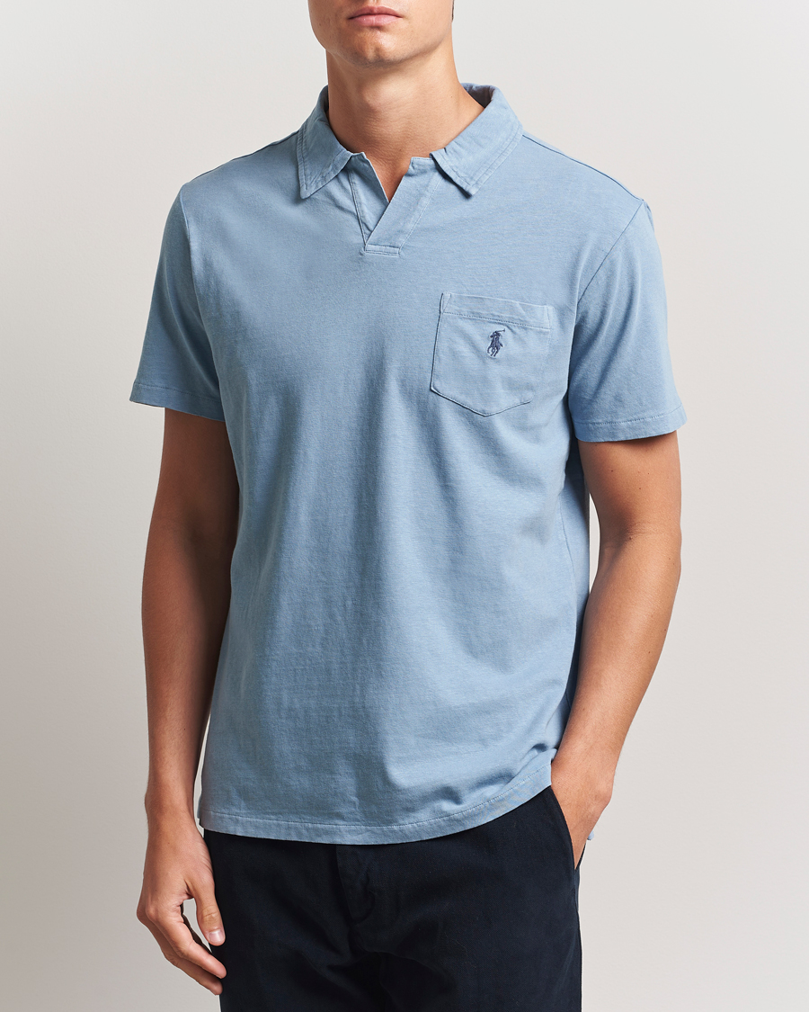 Heren | Polo's | Polo Ralph Lauren | Johnny Cotton/Linen Polo Channel Blue