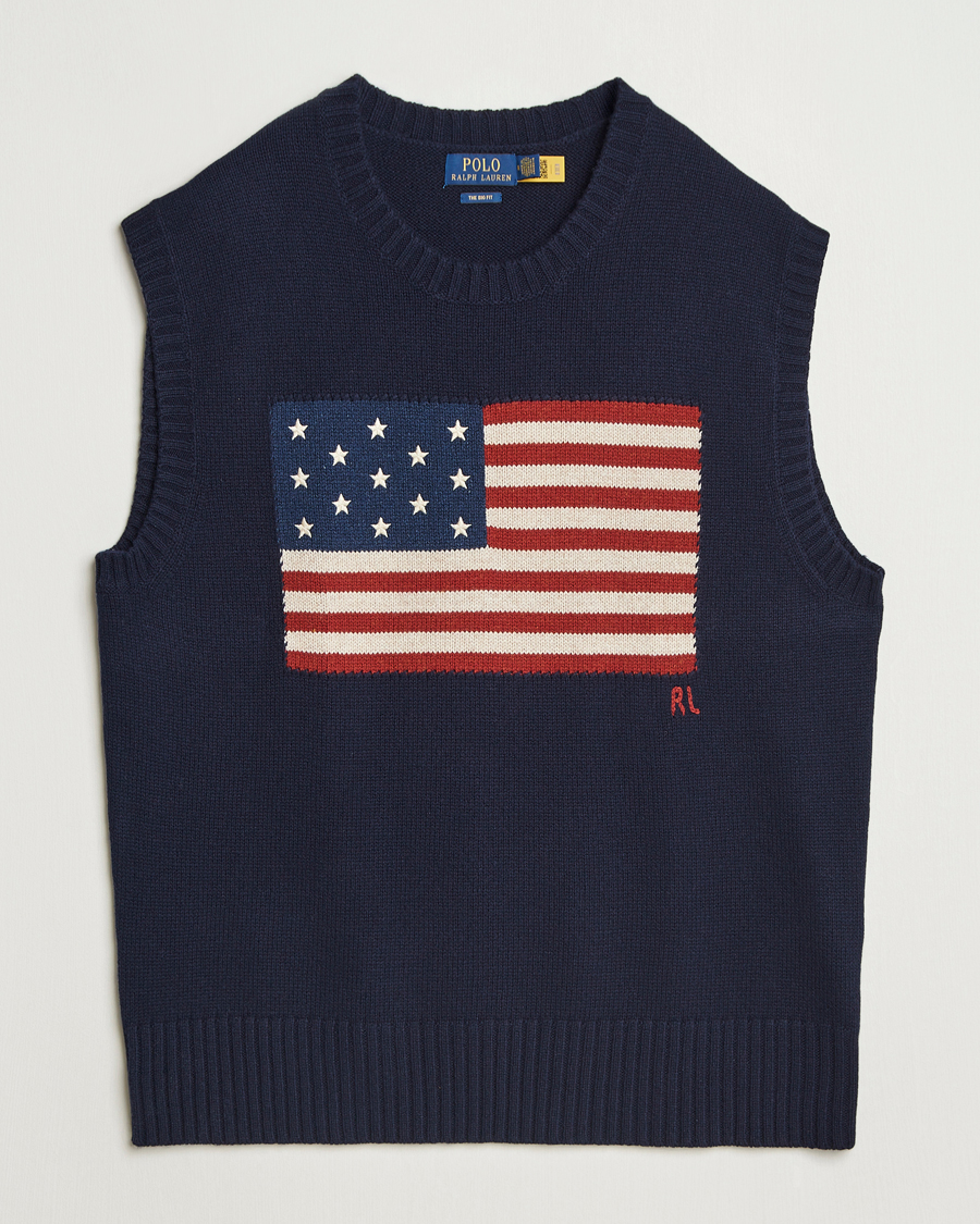 Heren | Truien | Polo Ralph Lauren | US Flag Cotton/Wool Vest Hunter Navy