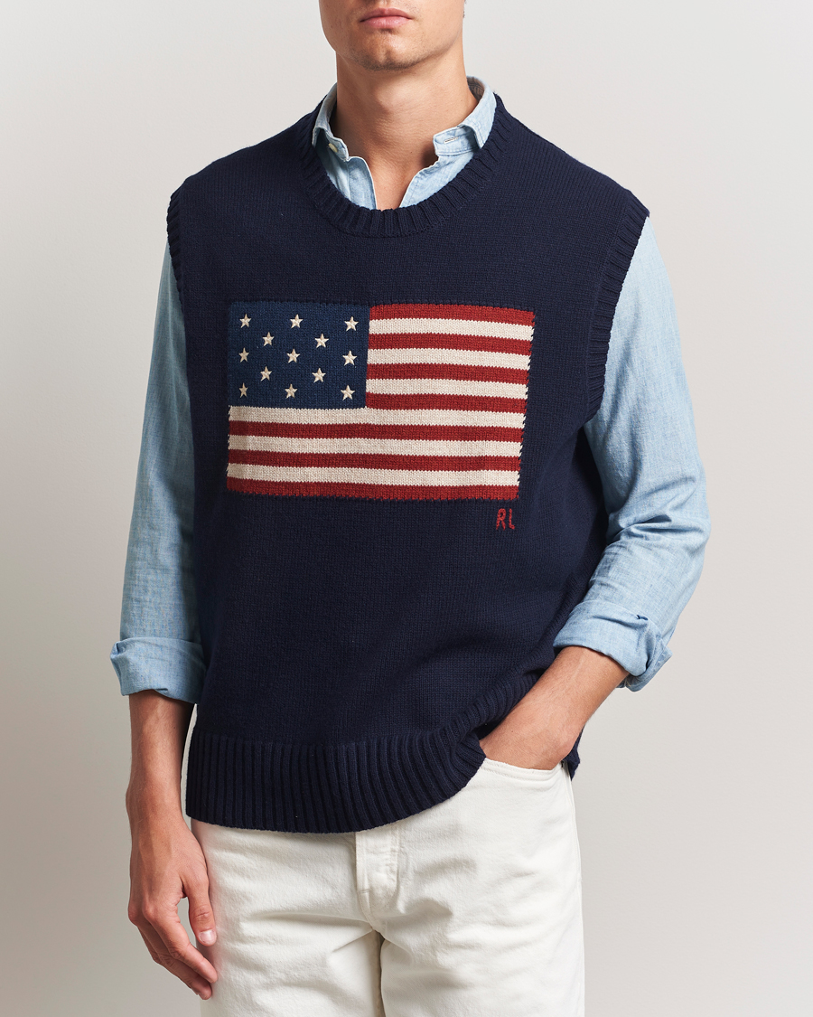 Heren | Truien | Polo Ralph Lauren | US Flag Cotton/Wool Vest Hunter Navy