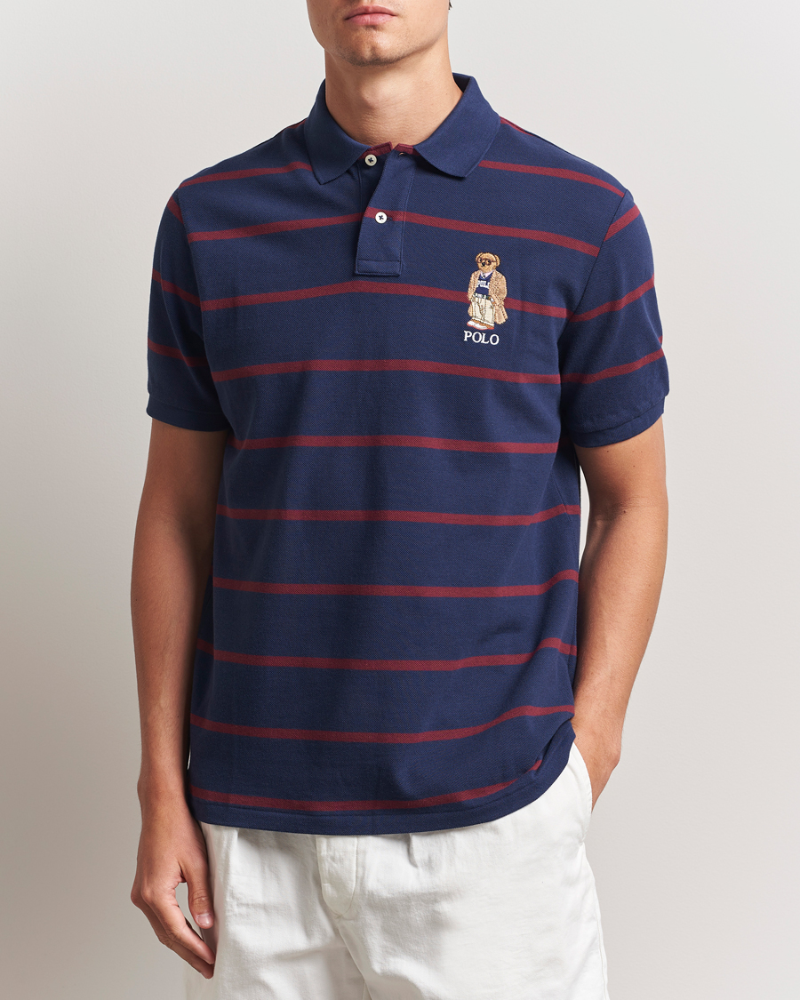 Heren | Polo's | Polo Ralph Lauren | Custom Slim Fit Bear Striped Polo Navy/Heritage Bear