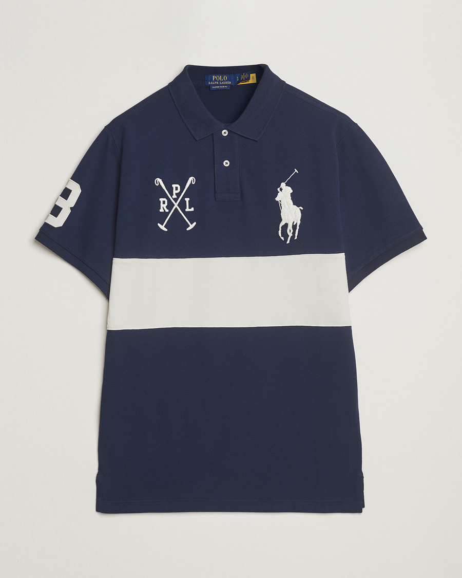 Heren | Polo's | Polo Ralph Lauren | Custom Slim Block Stripe Polo Newport Navy/Nevis