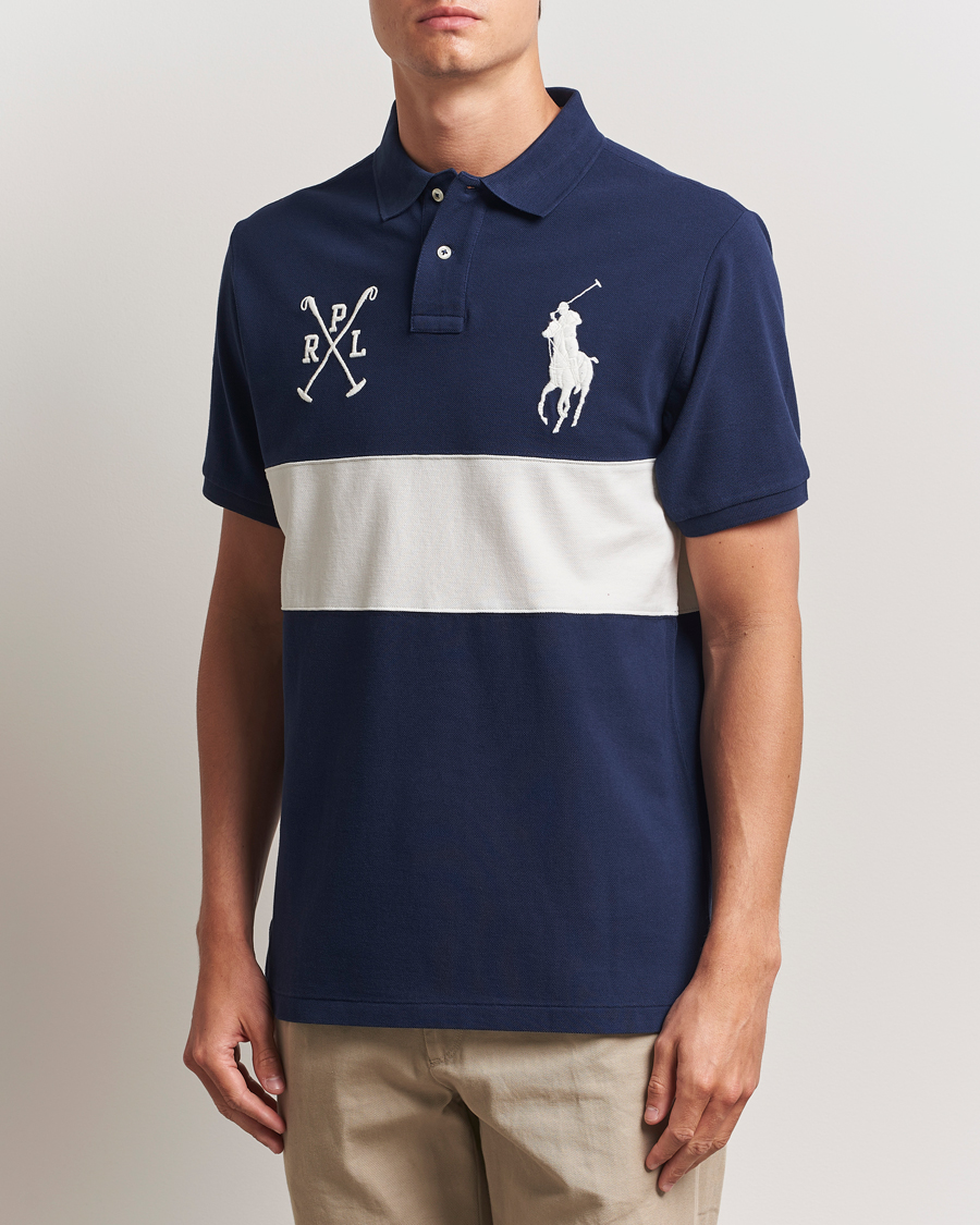 Heren | Polo's | Polo Ralph Lauren | Custom Slim Block Stripe Polo Newport Navy/Nevis
