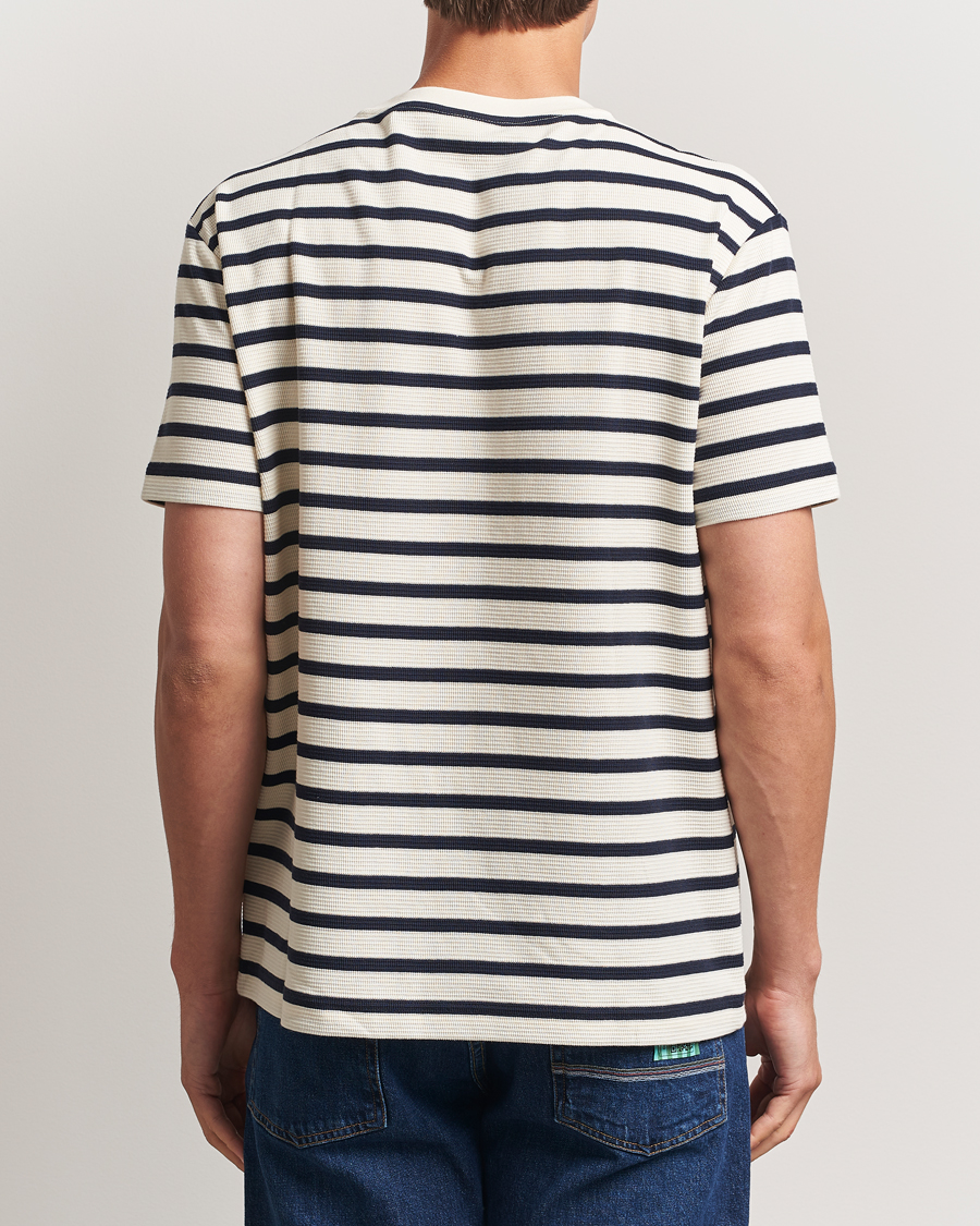 Heren | T-shirts | GANT | Waffle Textured Striped T-Shirt Cream