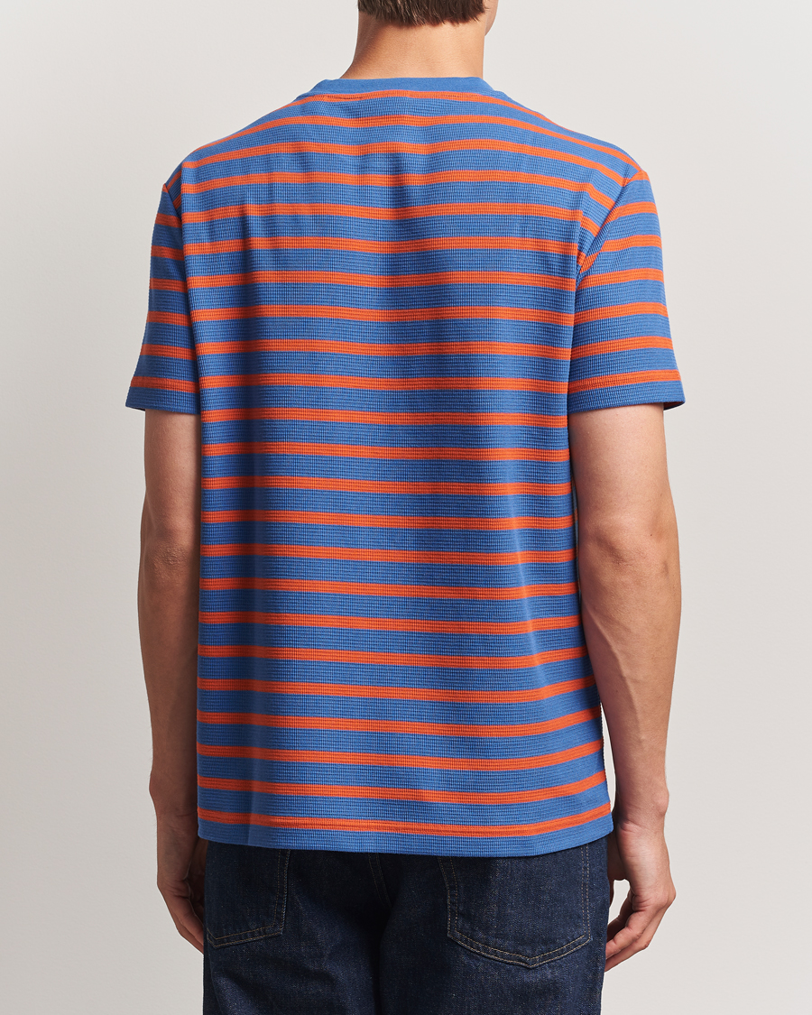 Heren | T-shirts | GANT | Waffle Textured Striped T-Shirt Rich Blue