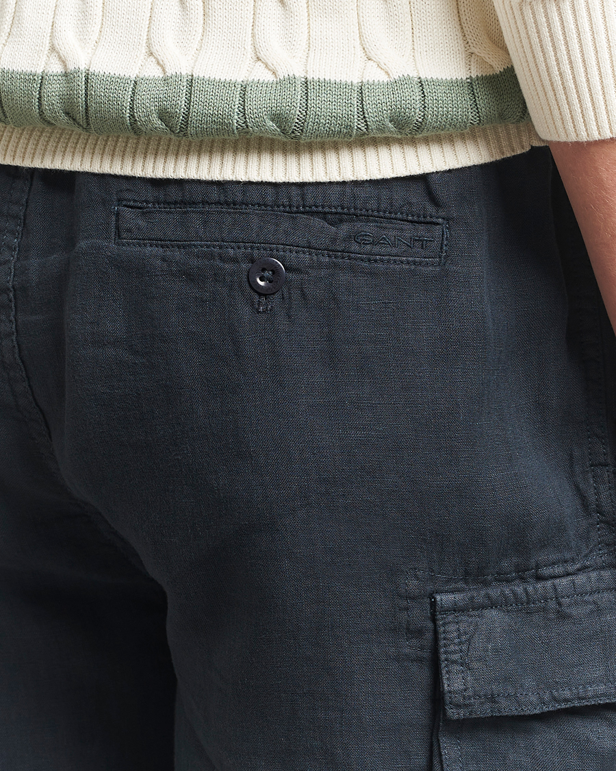 Heren | Korte broek | GANT | Regular Fit Linen Cargo Shorts Darkened Navy