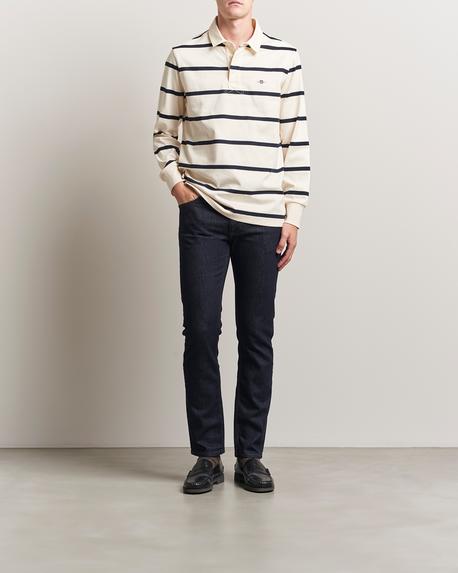 Heren | Truien | GANT | Thin Stripe Heavy Rugger Cream