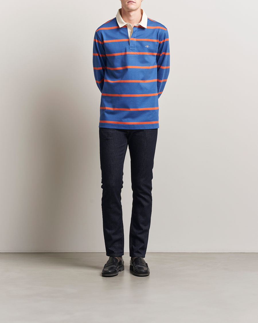 Heren | Truien | GANT | Thin Stripe Heavy Rugger Rich Blue
