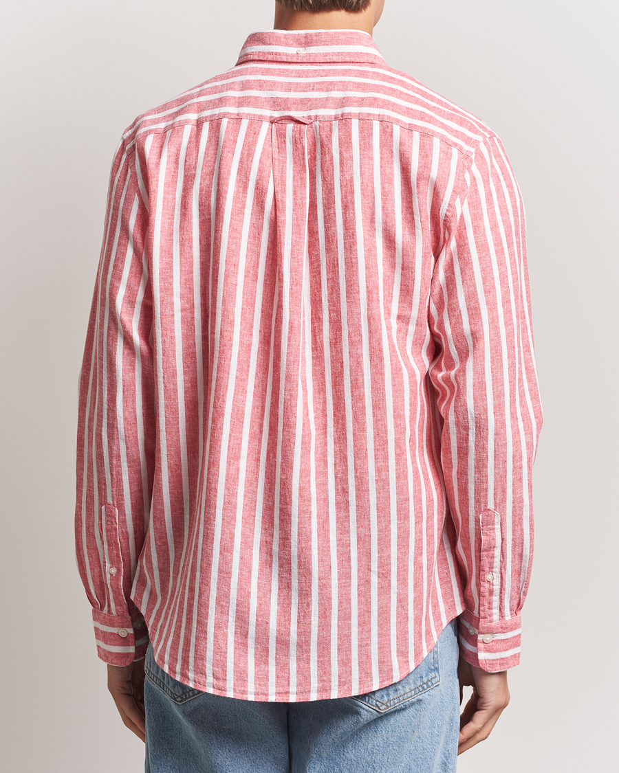 Heren | Overhemden | GANT | Regular Fit Cotton/Linen Striped Shirt Watermelon Red
