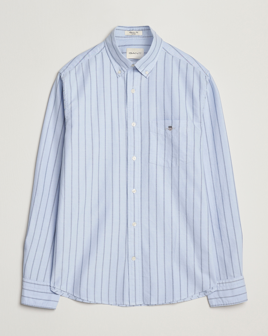 Heren | Overhemden | GANT | Regular Fit Classic Oxford Striped Shirt Light Blue