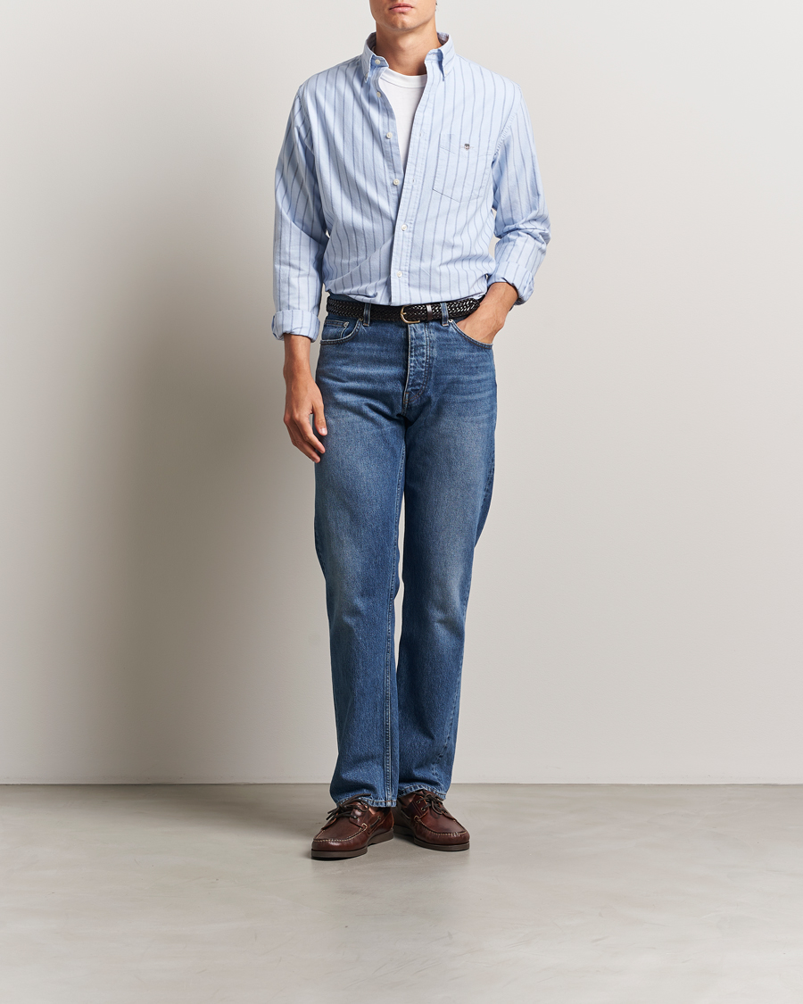 Heren | Overhemden | GANT | Regular Fit Classic Oxford Striped Shirt Light Blue