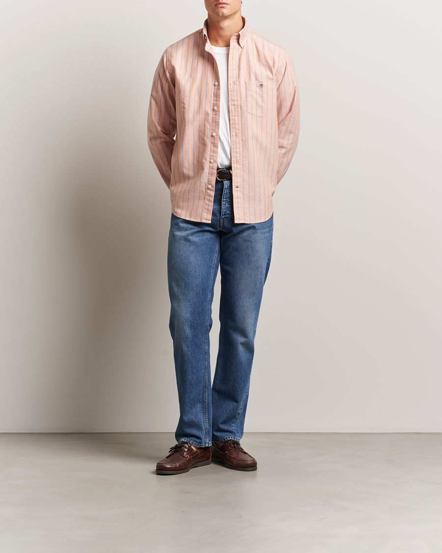 Heren | Overhemden | GANT | Regular Fit Classic Oxford Striped Shirt Orange