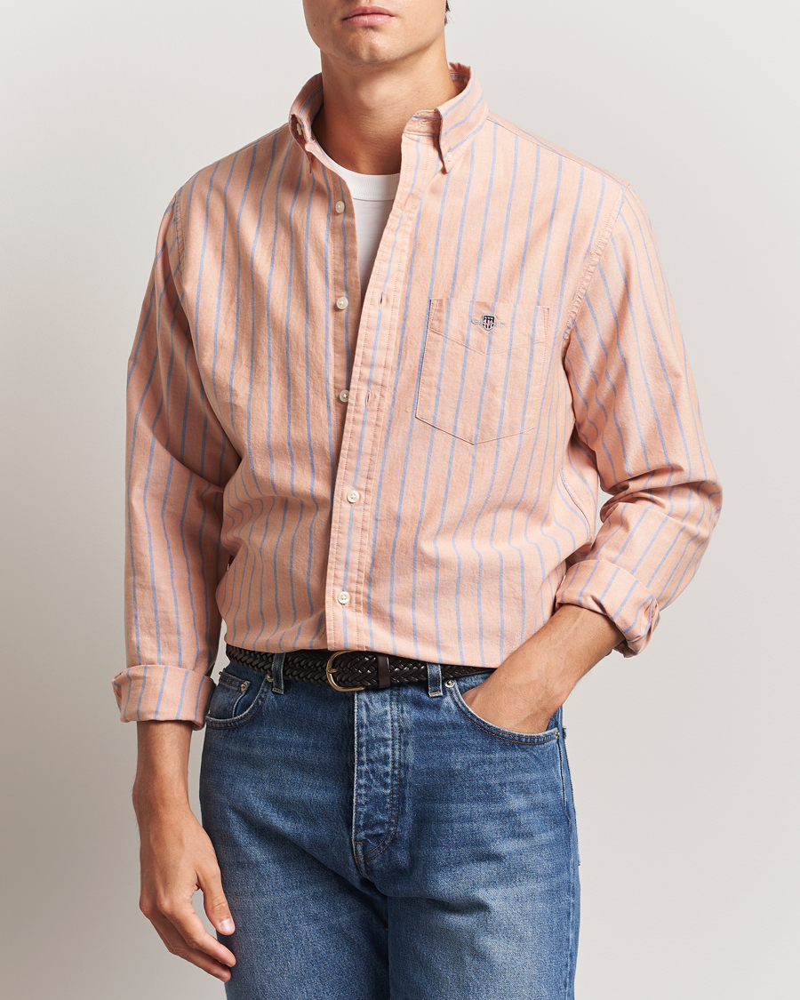 Heren | Overhemden | GANT | Regular Fit Classic Oxford Striped Shirt Orange