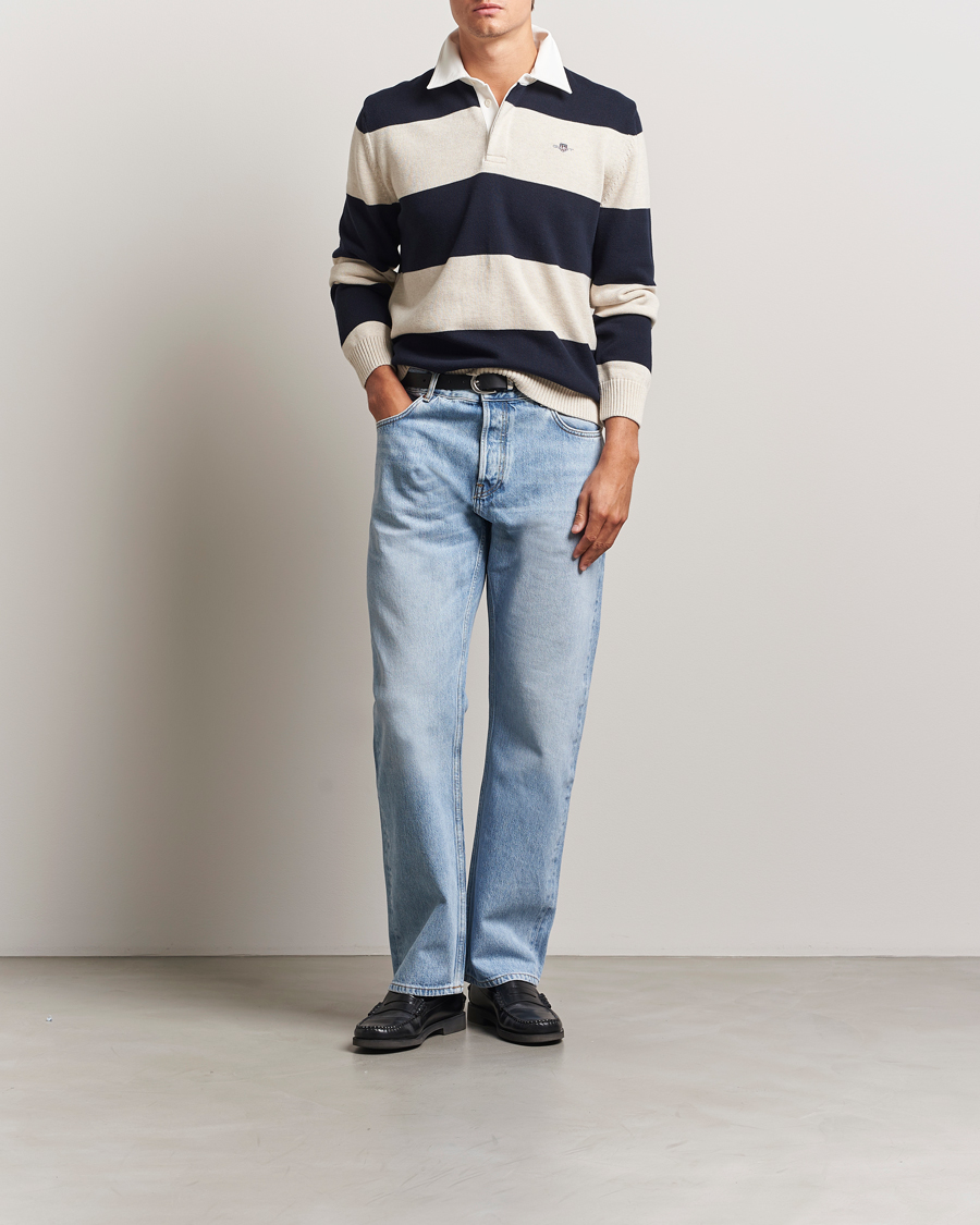 Heren | Truien | GANT | Knitted Barstriped Rugger Evening Blue
