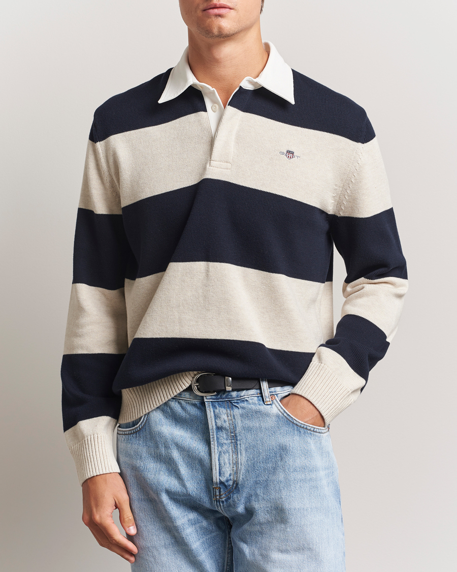 Heren | Truien | GANT | Knitted Barstriped Rugger Evening Blue