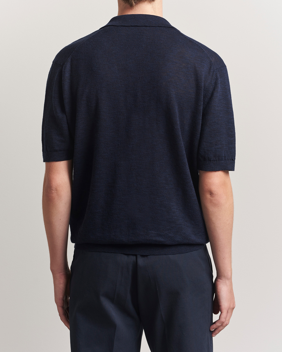 Heren | Polo's | GANT | Linen/Cotton Open Collar Polo Evening Blue