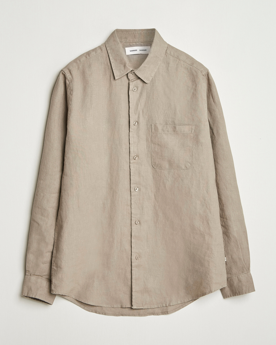 Heren | Overhemden | Samsøe Samsøe | Liam Linen Shirt Greige