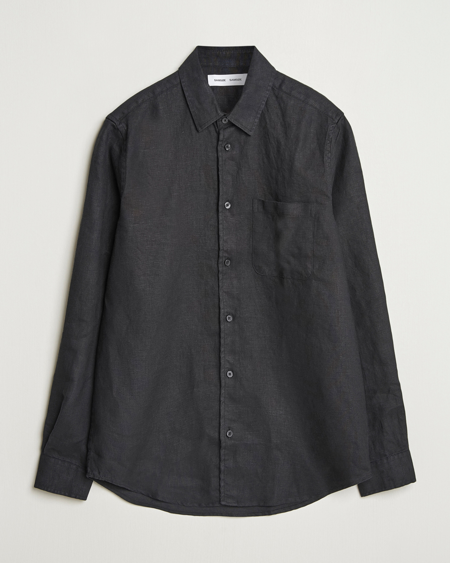 Heren | Overhemden | Samsøe Samsøe | Liam Linen Shirt Black