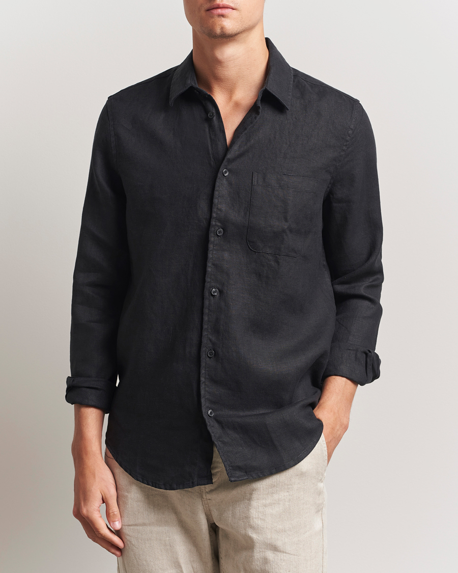 Heren | Overhemden | Samsøe Samsøe | Liam Linen Shirt Black