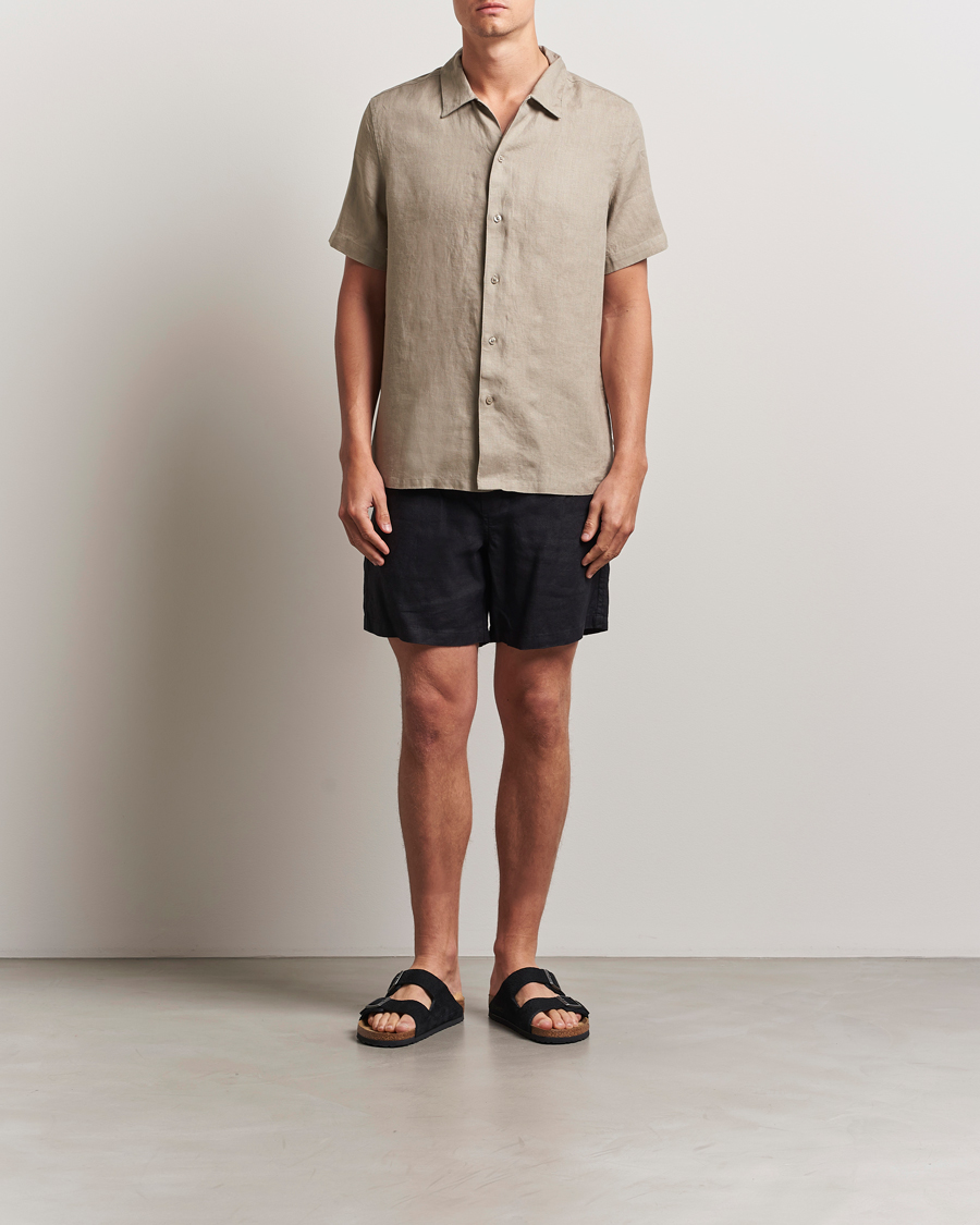 Heren | Overhemden | Samsøe Samsøe | Avan Linen Short Sleeve Shirt Greige