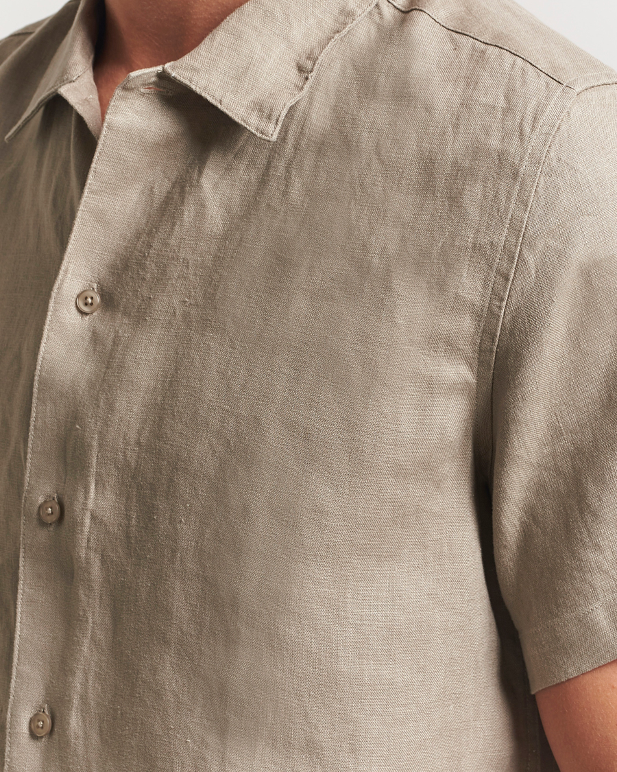 Heren | Overhemden | Samsøe Samsøe | Avan Linen Short Sleeve Shirt Greige