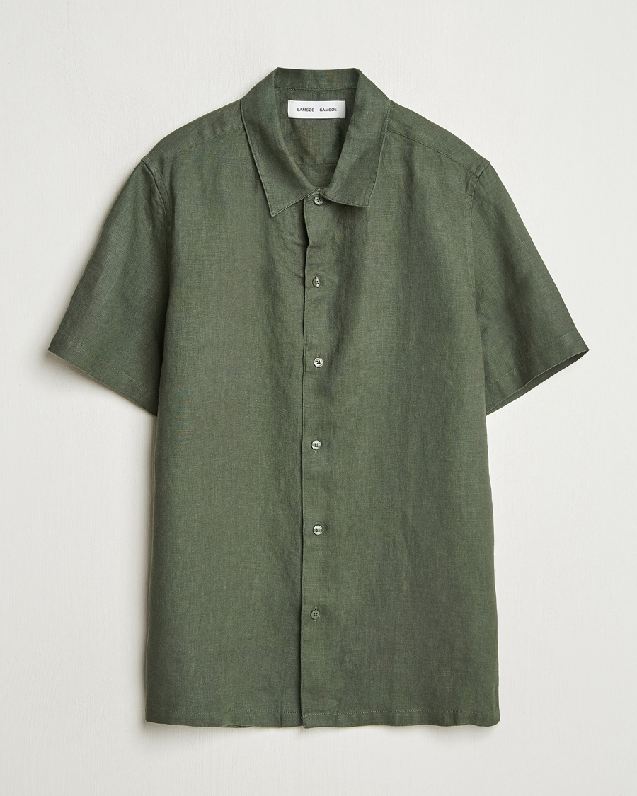 Heren | Overhemden | Samsøe Samsøe | Avan Linen Short Sleeve Shirt Climbing Ivy