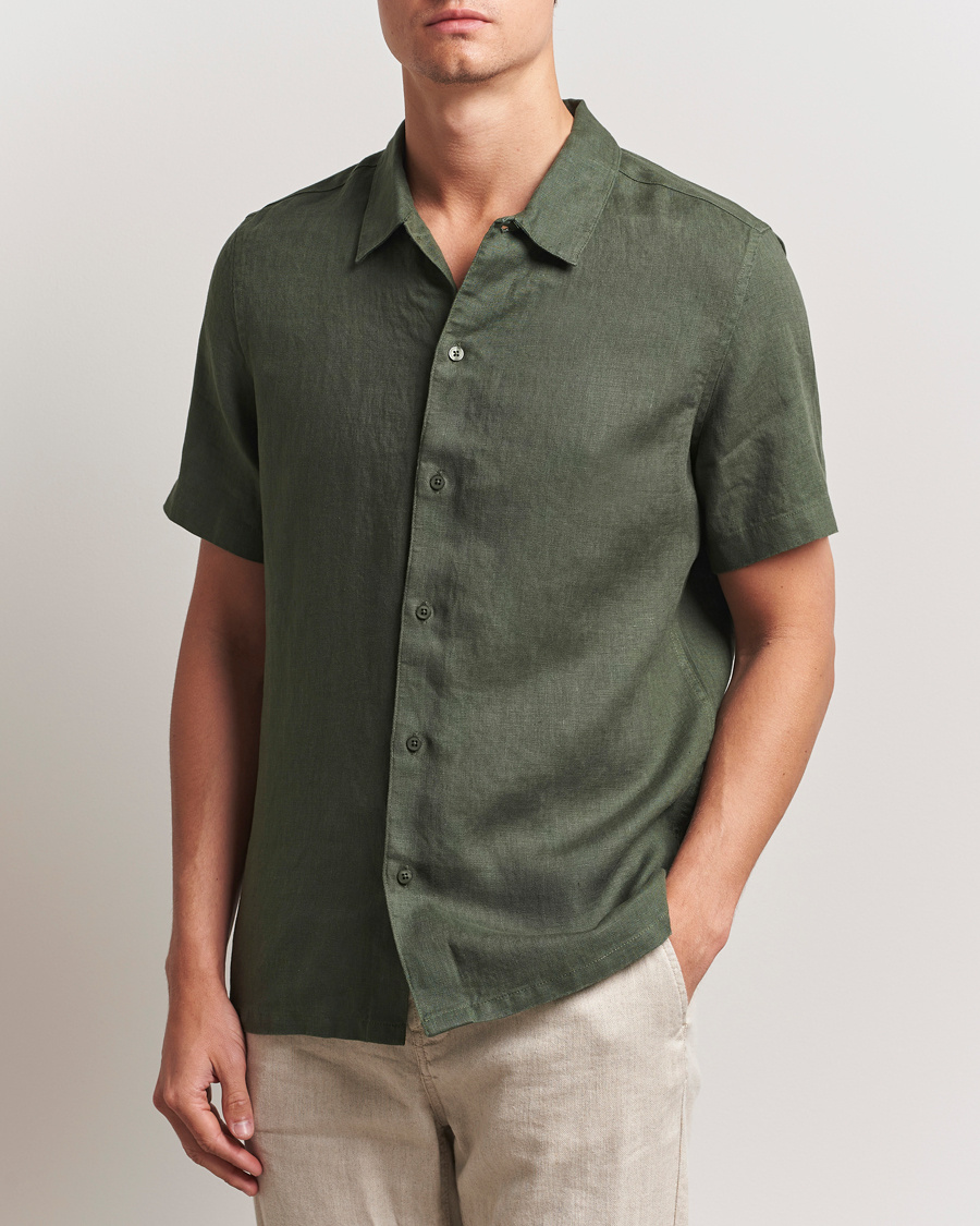 Heren | Overhemden | Samsøe Samsøe | Avan Linen Short Sleeve Shirt Climbing Ivy