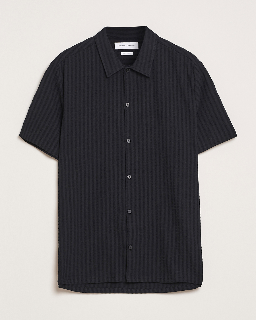 Heren | Overhemden | Samsøe Samsøe | Avan Structured Short Sleeve Shirt Black