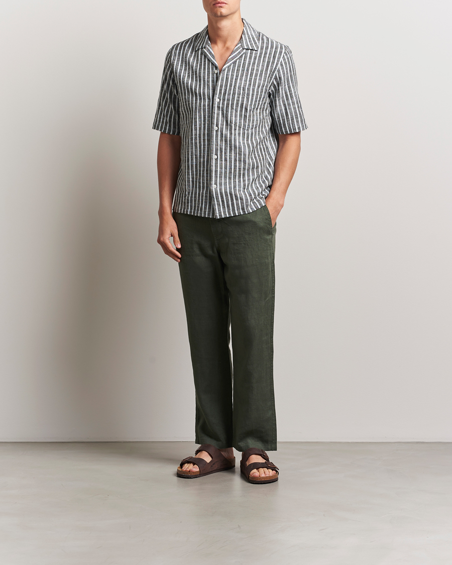 Heren | Overhemden | Samsøe Samsøe | Oscar Striped Short Sleeve Shirt Climbing Ivy