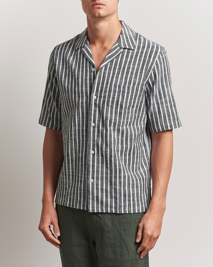 Heren | Overhemden | Samsøe Samsøe | Oscar Striped Short Sleeve Shirt Climbing Ivy