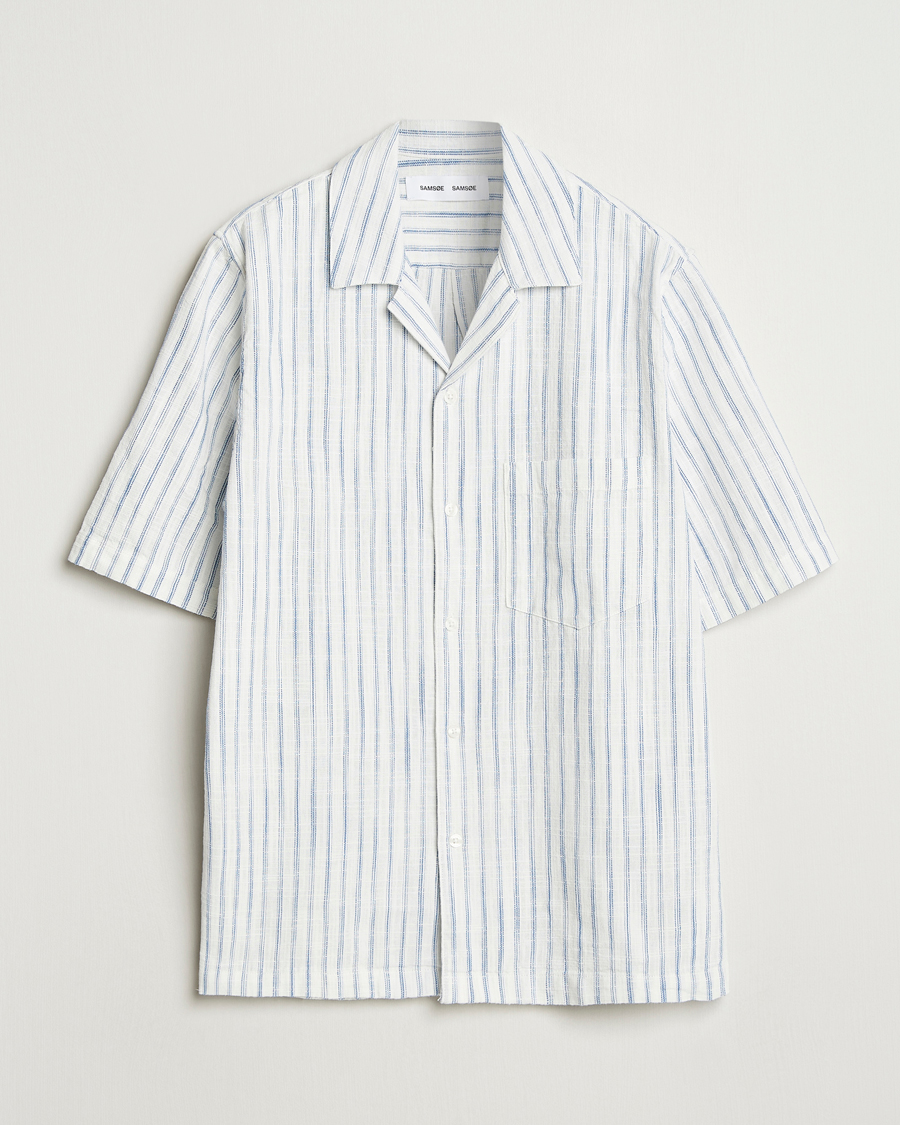 Heren | Overhemden | Samsøe Samsøe | Oscar Striped Short Sleeve Shirt Clear Cream