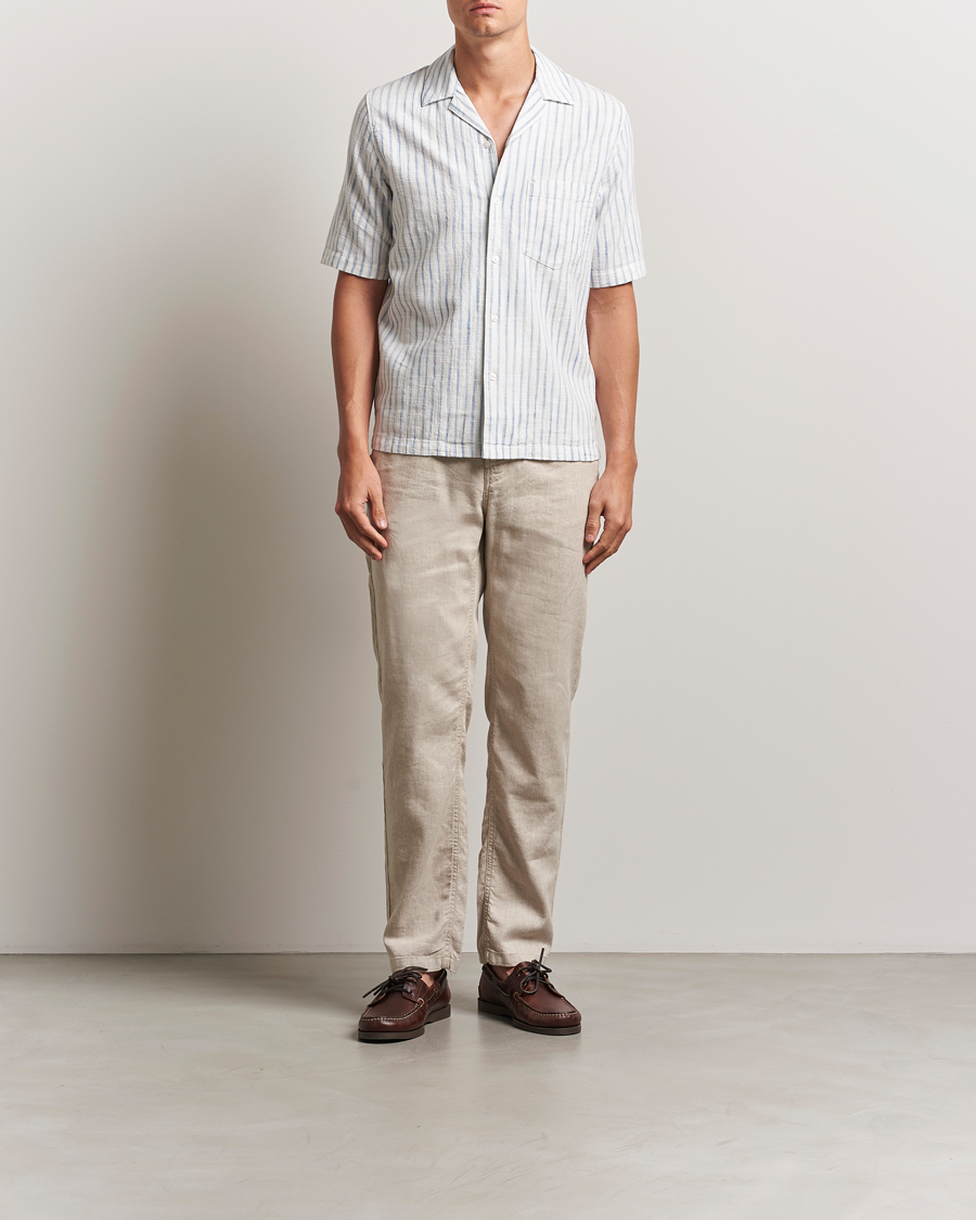 Heren | Overhemden | Samsøe Samsøe | Oscar Striped Short Sleeve Shirt Clear Cream