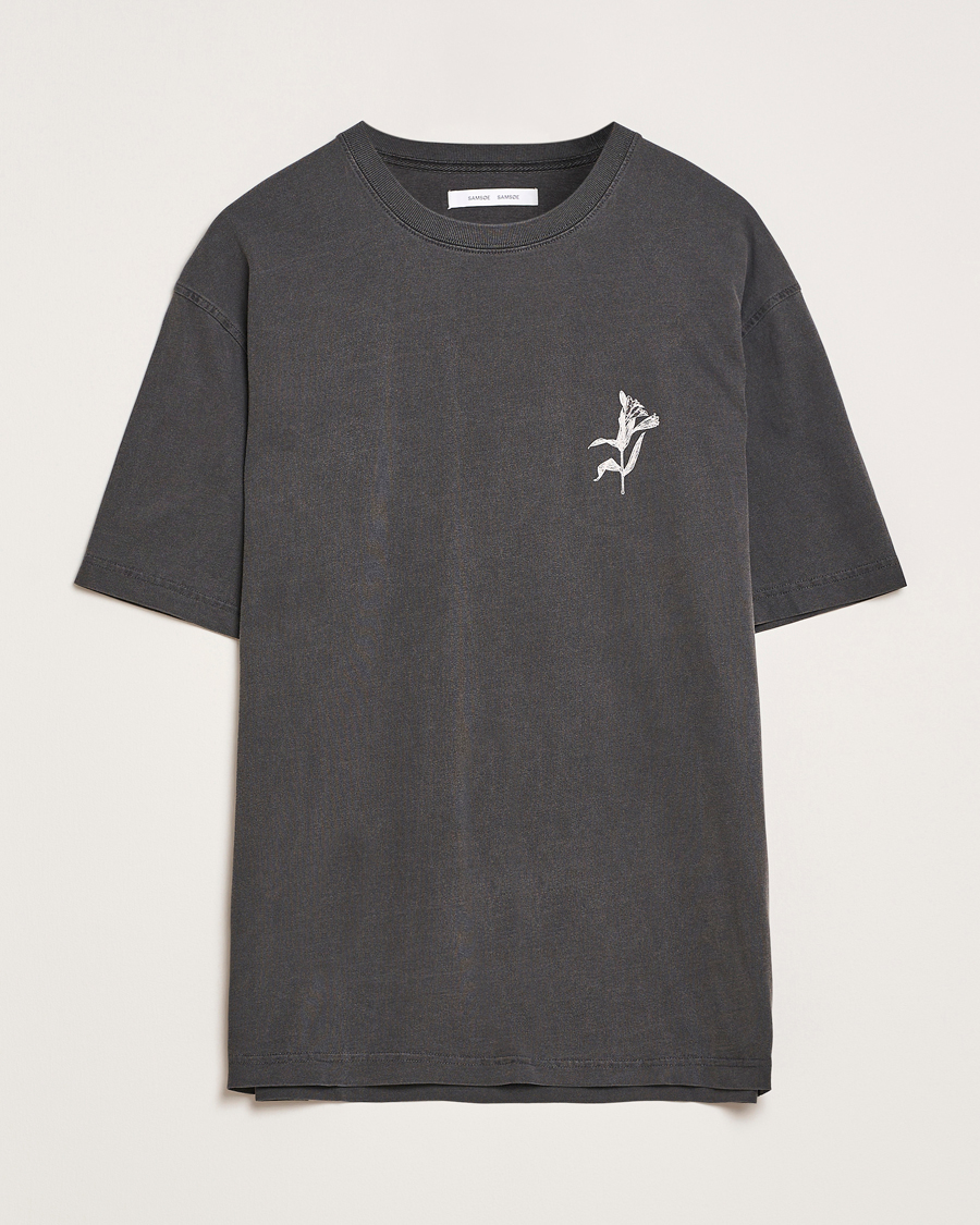 Heren | T-shirts | Samsøe Samsøe | Printed Lily Crew Neck T-Shirt Washed Black