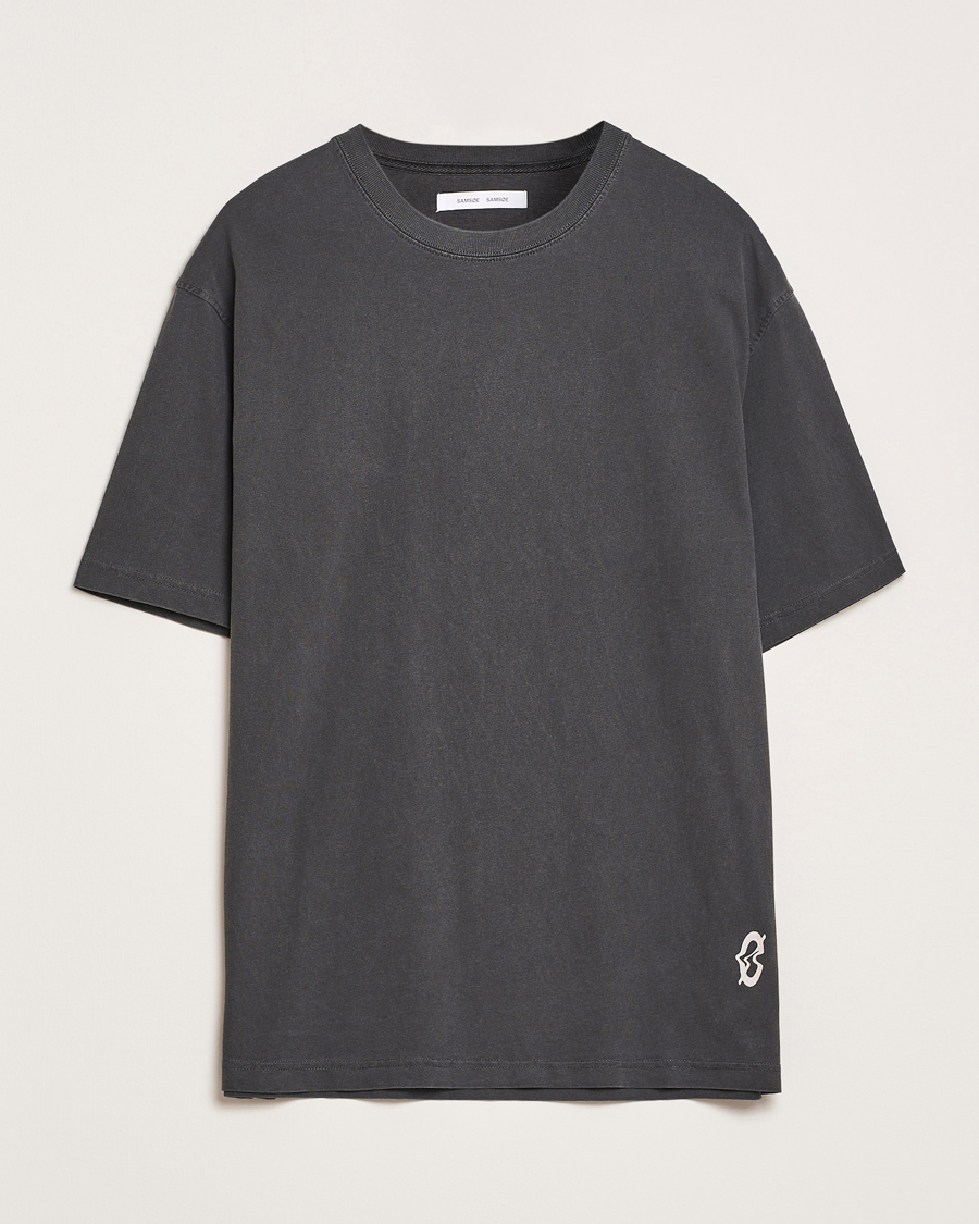 Heren | T-shirts | Samsøe Samsøe | Printed Swirl Crew Neck T-Shirt Washed Black