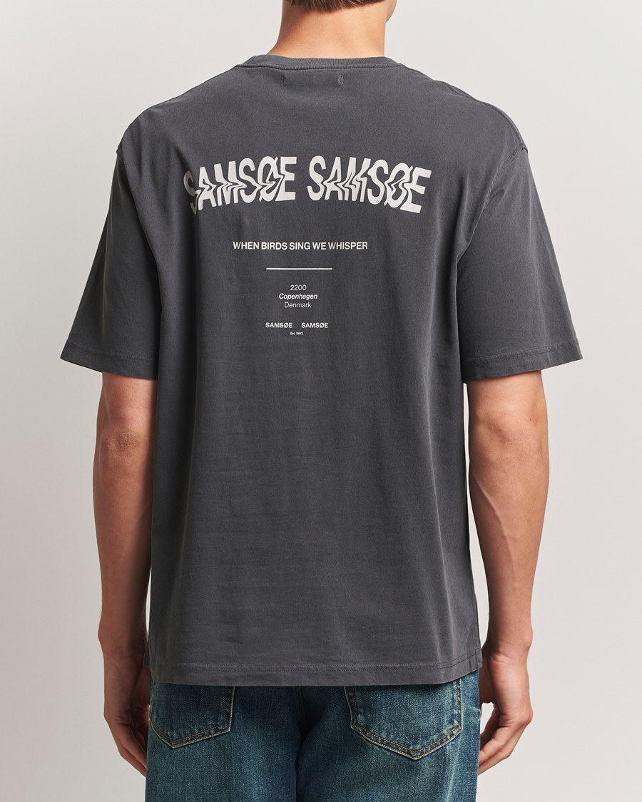 Heren | T-shirts | Samsøe Samsøe | Printed Swirl Crew Neck T-Shirt Washed Black