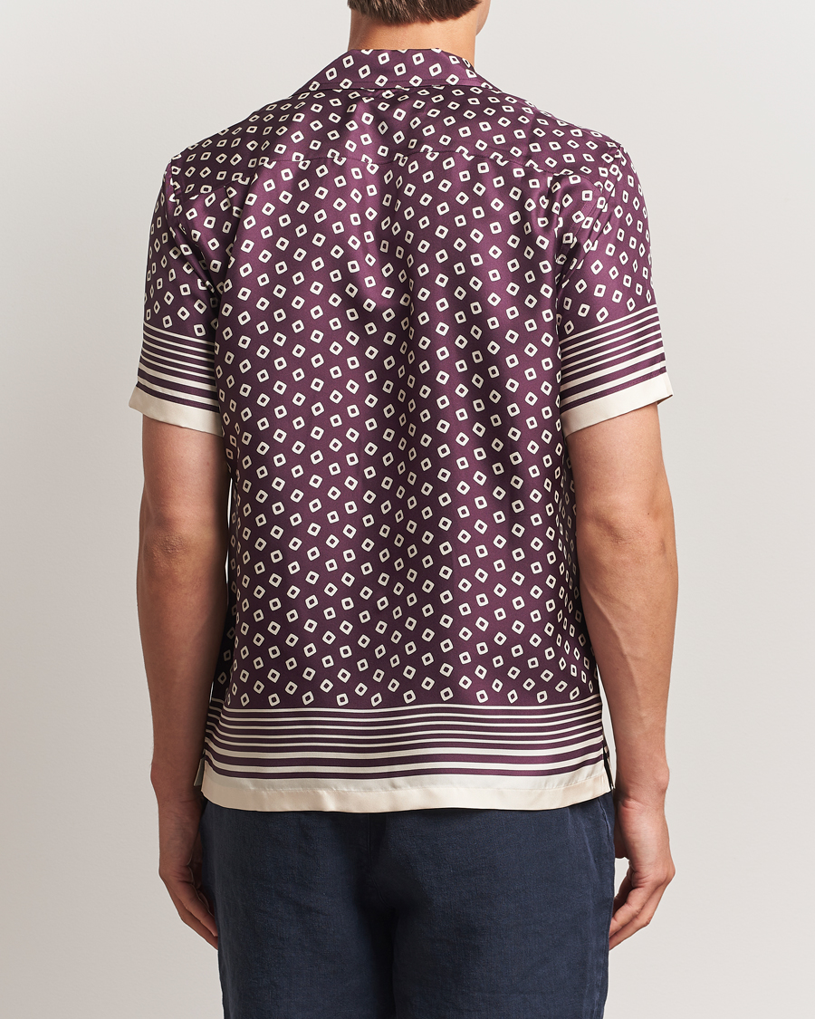 Heren | Overhemden | Orlebar Brown | Maitan Silk Lumina Short Sleeve Shirt Damson/Latte