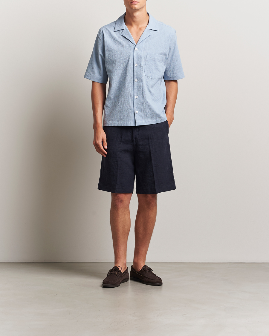 Heren | Korte broek | Oscar Jacobson | James Casual Linen Shorts Navy