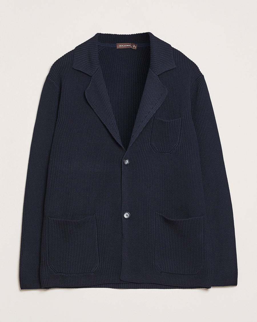 Heren | Truien | Oscar Jacobson | Camron Cotton Cardigan Navy