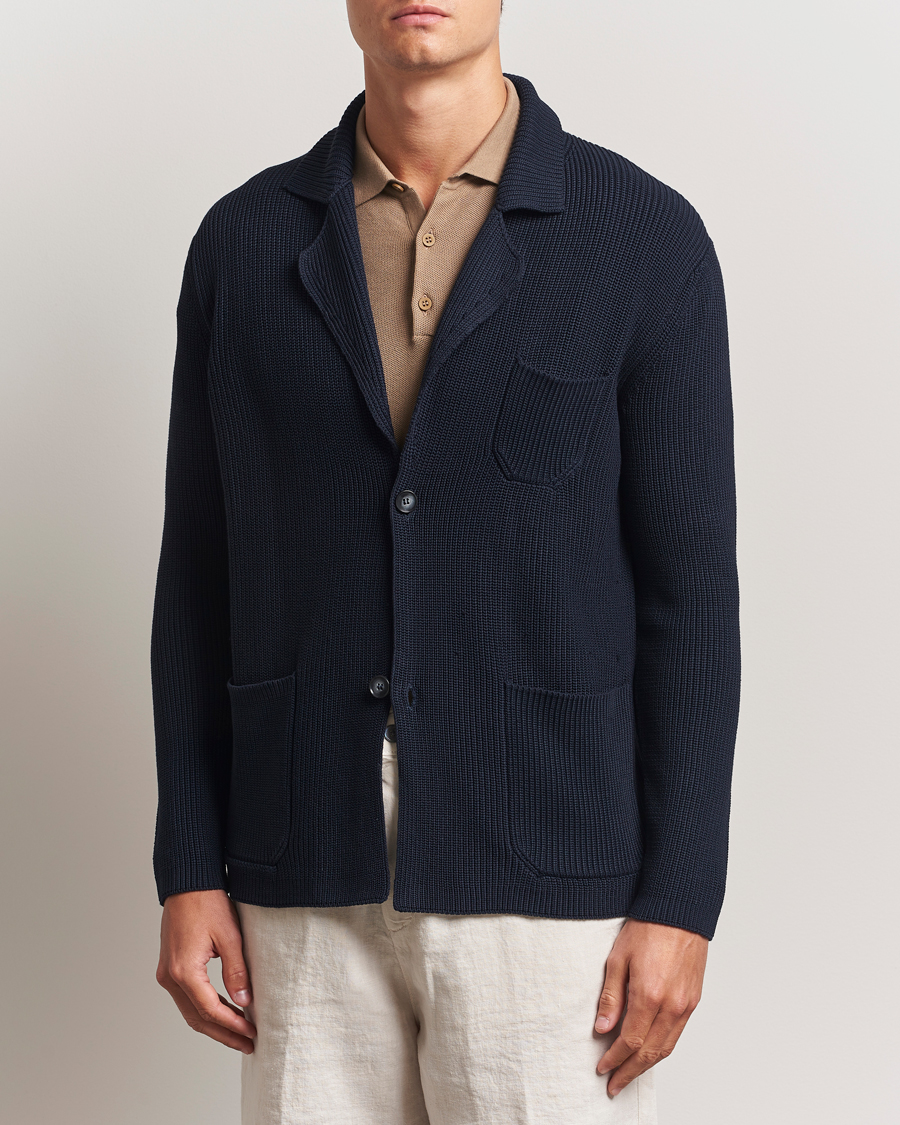 Heren | Truien | Oscar Jacobson | Camron Cotton Cardigan Navy