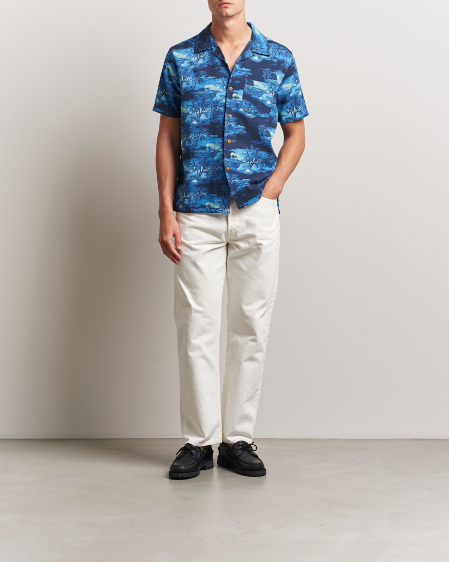 Heren | Overhemden | Nudie Jeans | Arvid Pearls Hawaii Shirt Blueberry