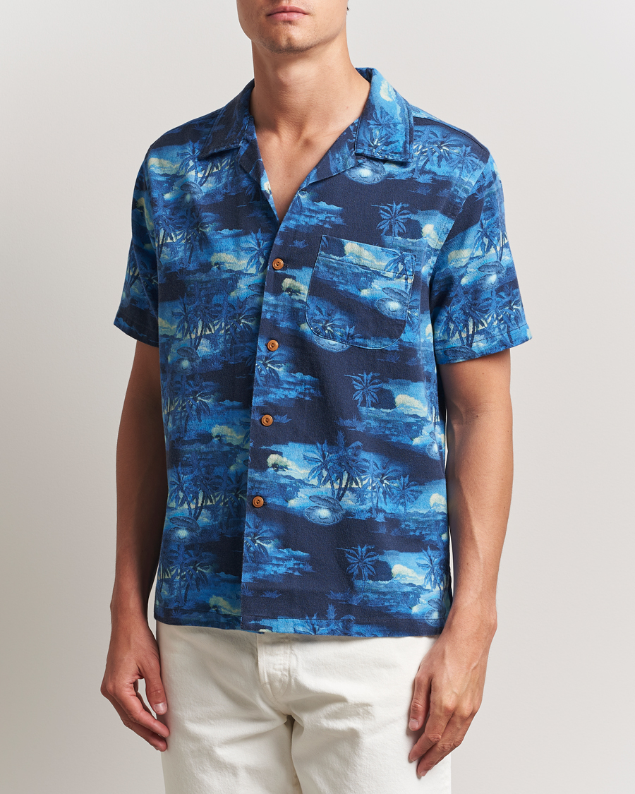 Heren | Overhemden | Nudie Jeans | Arvid Pearls Hawaii Shirt Blueberry