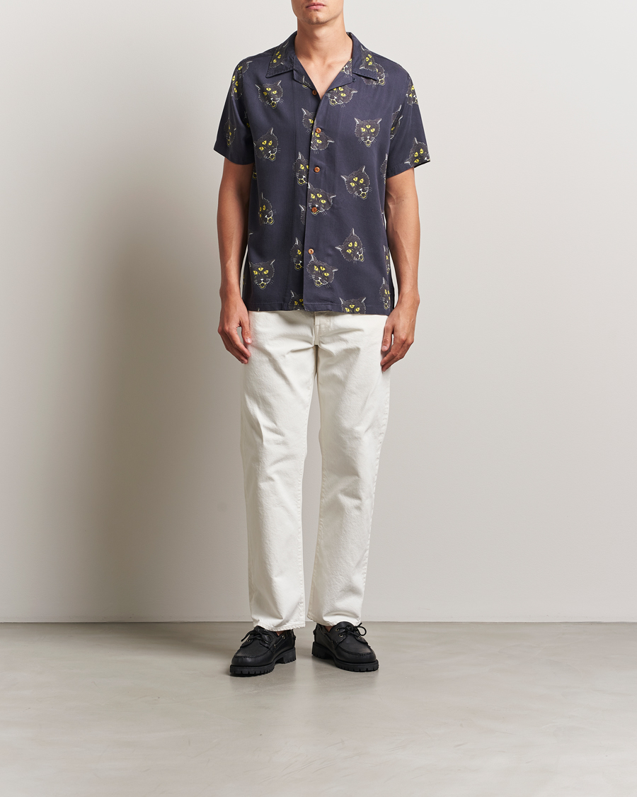 Heren | Overhemden | Nudie Jeans | Arvid The Cat Hawaii Shirt Antracite
