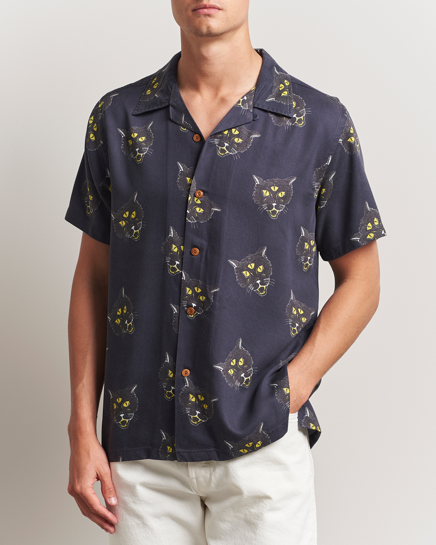 Heren | Overhemden | Nudie Jeans | Arvid The Cat Hawaii Shirt Antracite