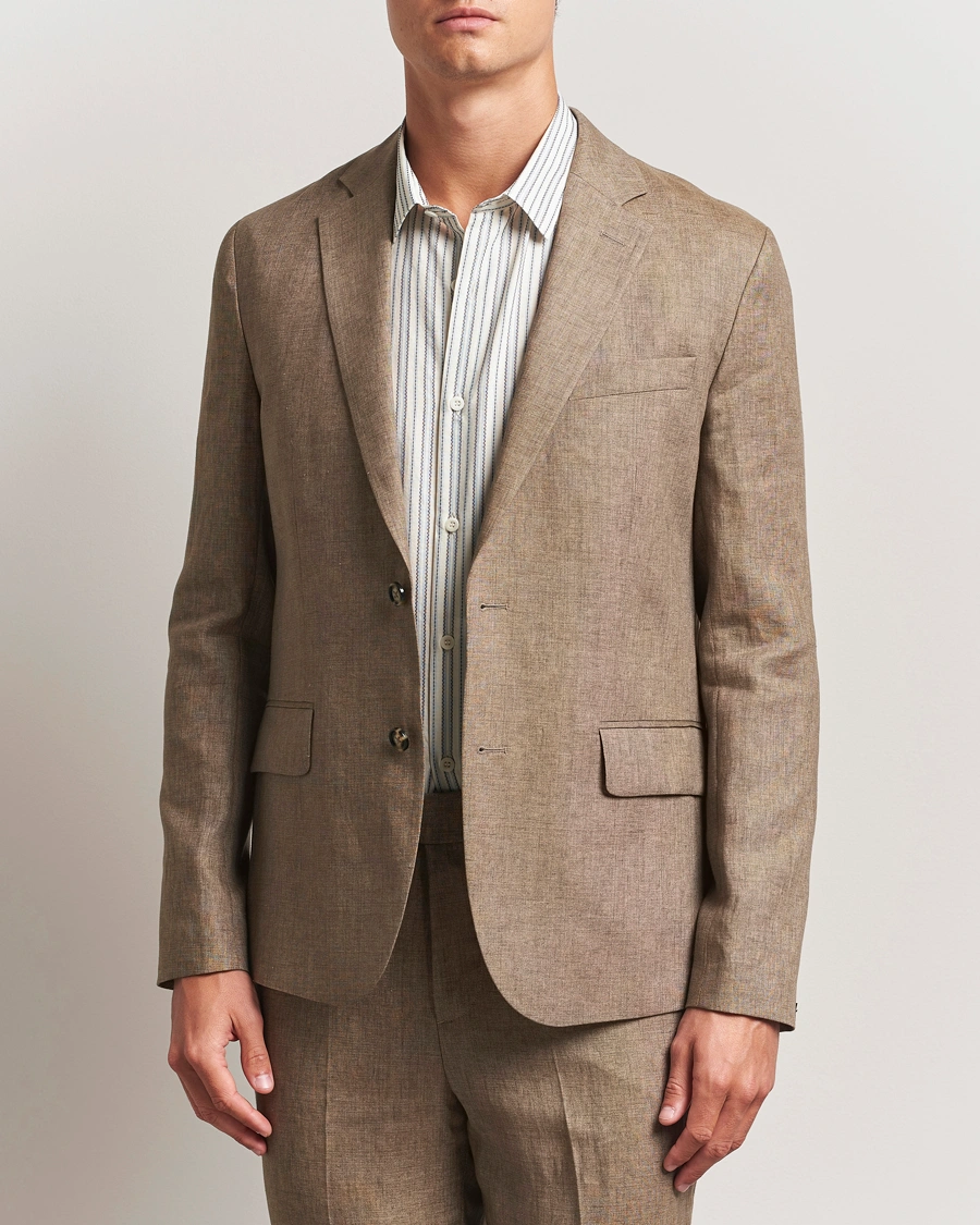 Heren | Blazers | J.Lindeberg | Elton Unlined Super Linen Blazer Nutmeg