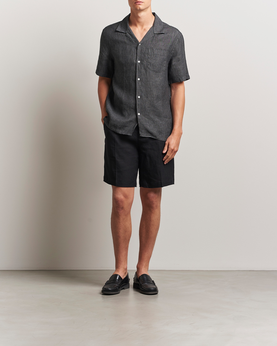 Heren | Korte broek | J.Lindeberg | Brady Drape Linen Shorts Black