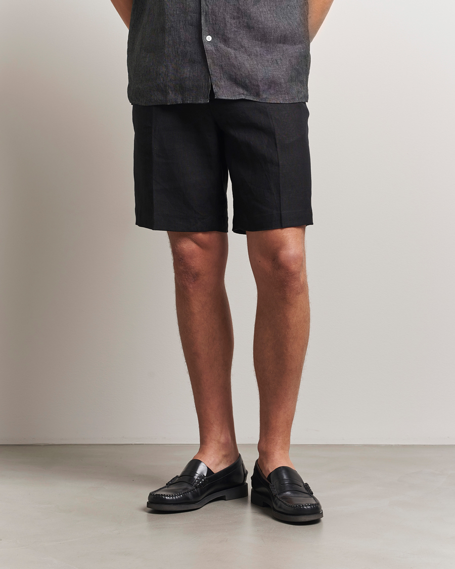 Heren | Korte broek | J.Lindeberg | Brady Drape Linen Shorts Black