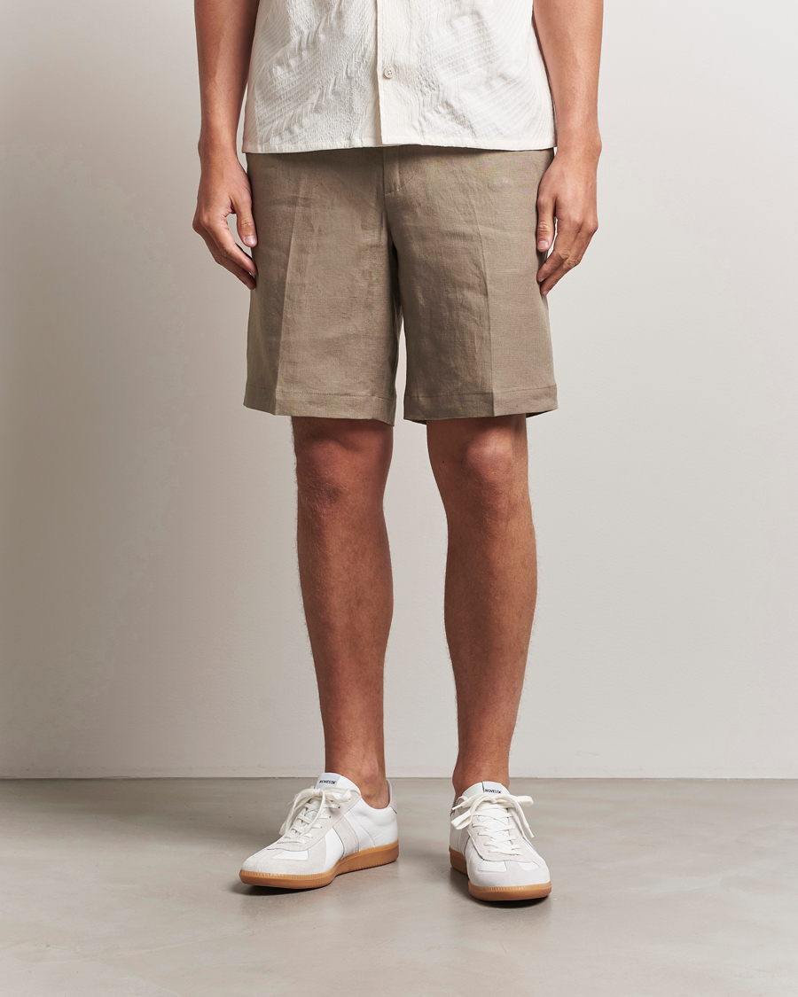 Heren | Korte broek | J.Lindeberg | Brady Drape Linen Shorts Nutmeg