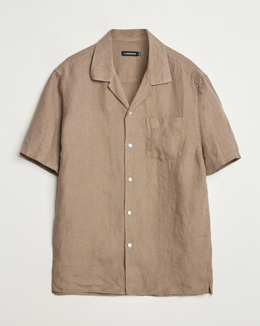 Heren | Overhemden | J.Lindeberg | Elio Linen Melange Shirt Nutmeg