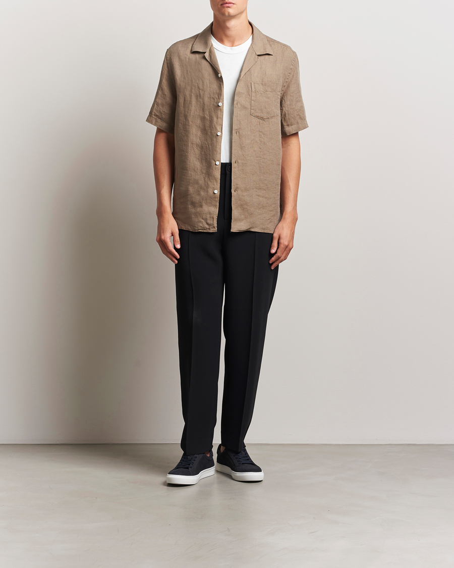 Heren | Overhemden | J.Lindeberg | Elio Linen Melange Shirt Nutmeg