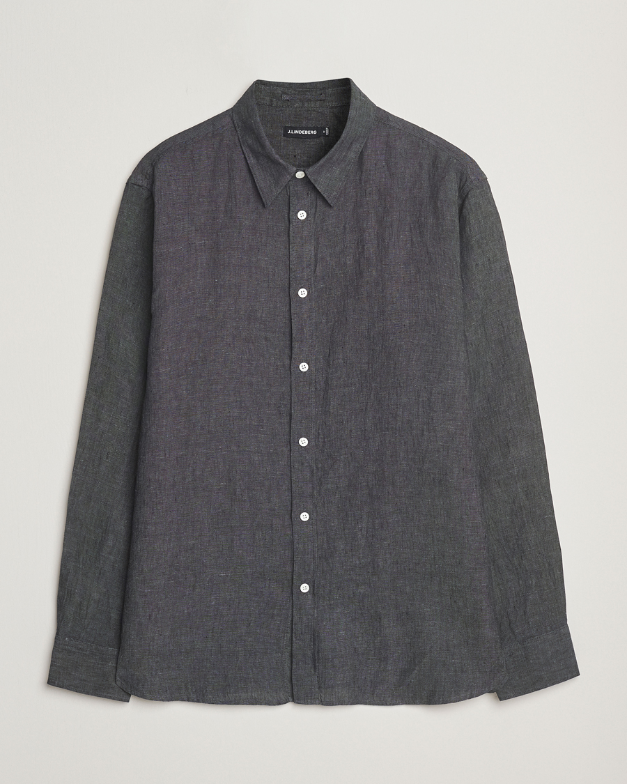 Heren | Overhemden | J.Lindeberg | Linen Melange Shirt Black