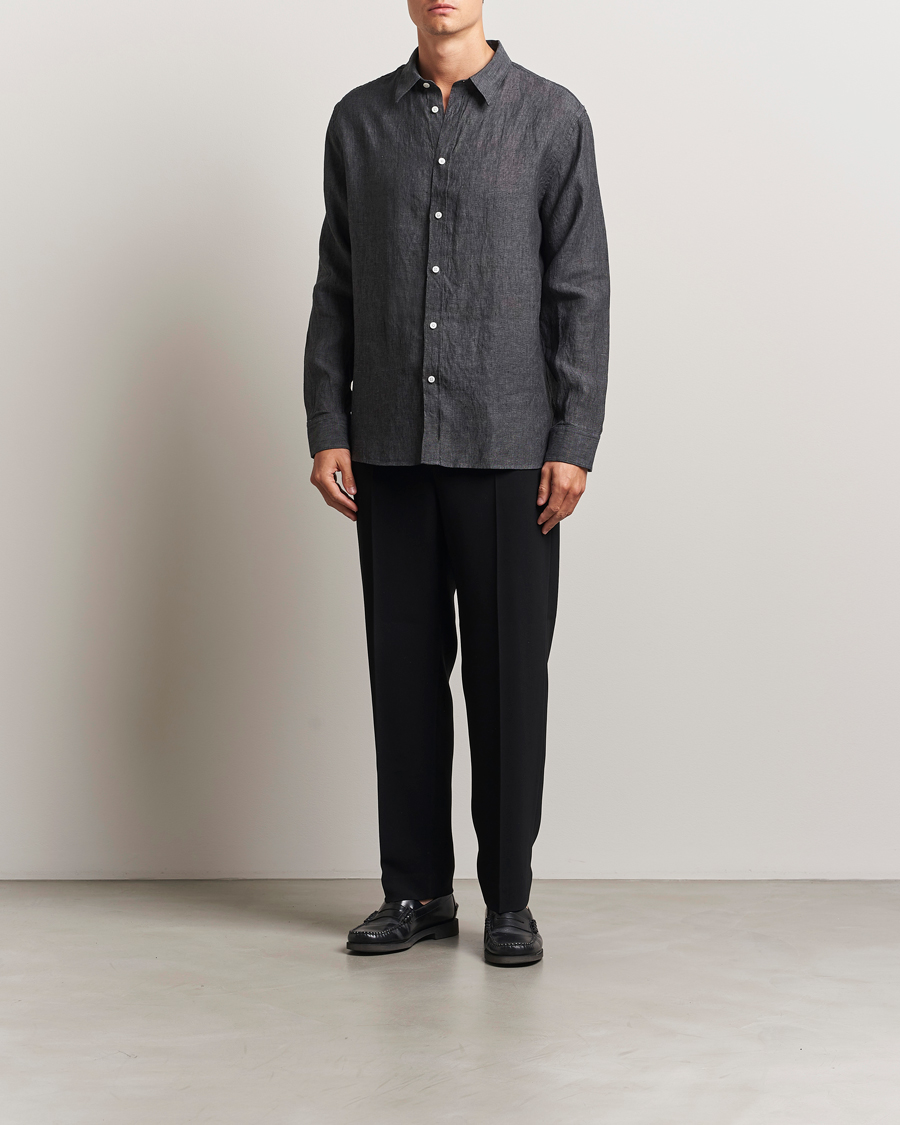 Heren | Overhemden | J.Lindeberg | Linen Melange Shirt Black